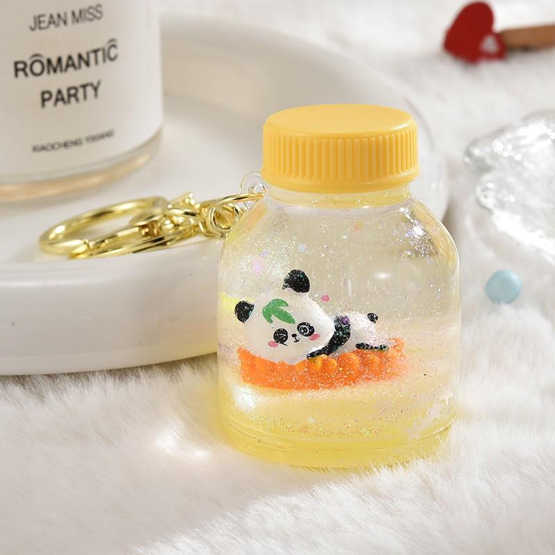 Creative Cartoon Panda Floating Bottle Keychain – Cute Bag Pendant Toy