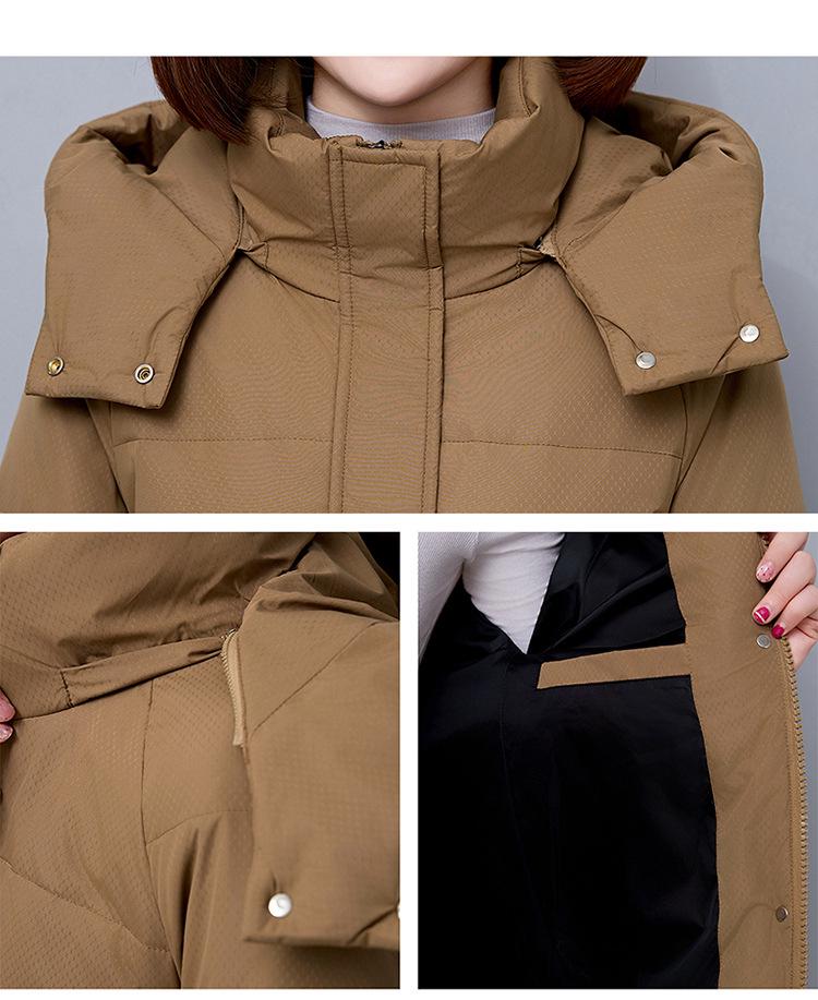 Mid-Length Hooded Women's Winter Down Jacket - Thickened, Slimming, High-End White Duck Down Outerwear