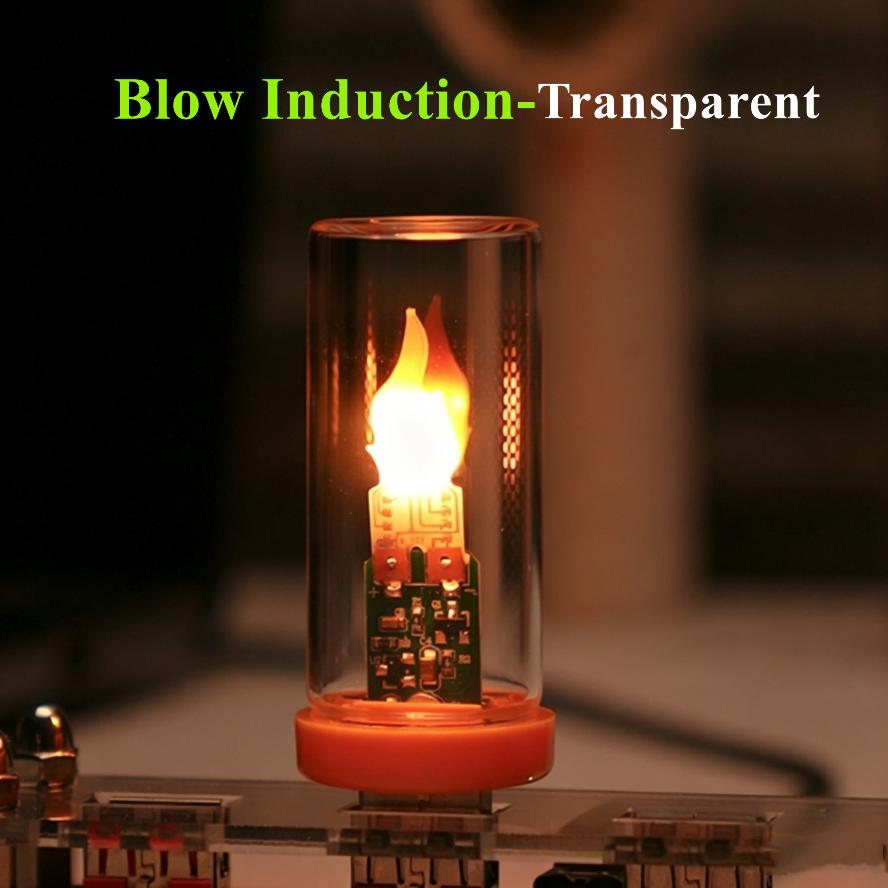 LED Flame Filament Frosted Clear Glass Night Light USB Blow Control Flashing Candle Light for Car Home Room Laptop PC Decoration