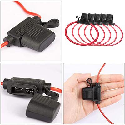 5 PCS 12AWG With 16AWG Fuse Holder Car Modified Car Yacht RV Ship Fuse Holder Waterproof Mini Blade Adapter Splash-proof Box
