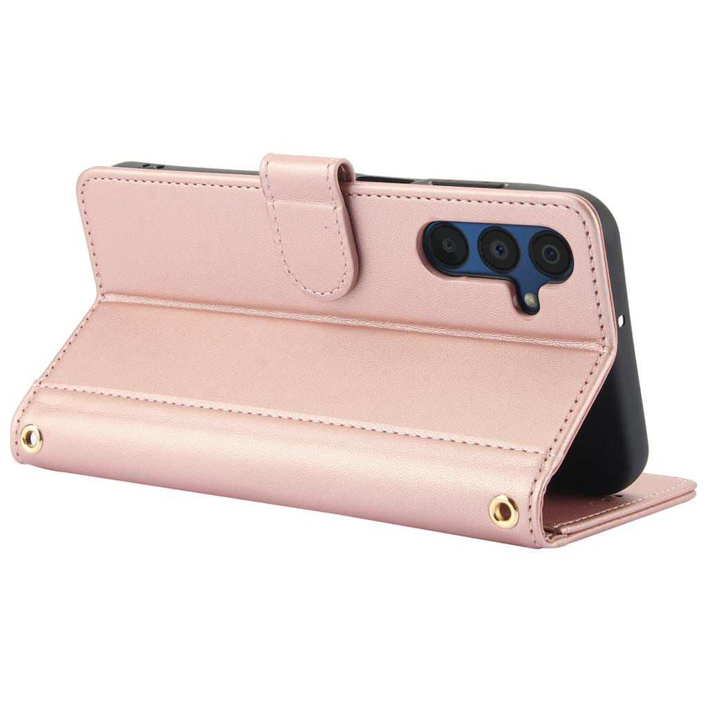 SY-003 For Samsung Galaxy A25 5G (Global) (161.0 x 76.5 x 8.3mm) Case PU Leather Phone Wallet Cover with Hand Strap