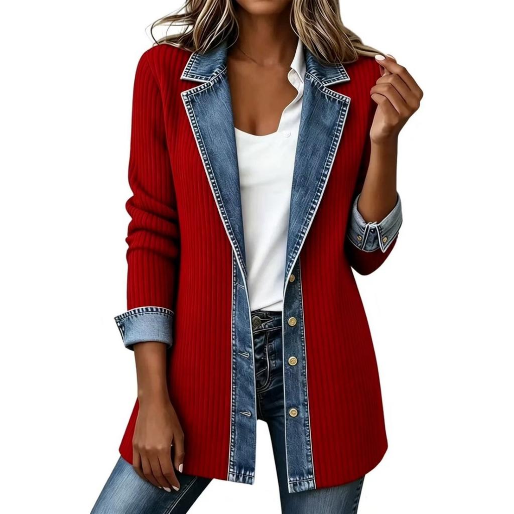 Spring Autumn Women's Elegant Slim Fit Long Sleeve Patchwork Fashion Jacket Casual Outerwear For Women