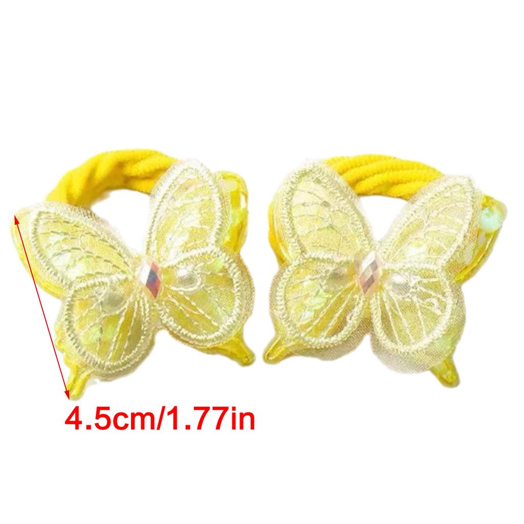 Sparkling Butterfly Hair Bands For Girls Stretchy Elastic Kids Hair Ties Non Slip Glitter Accessories For Toddlers