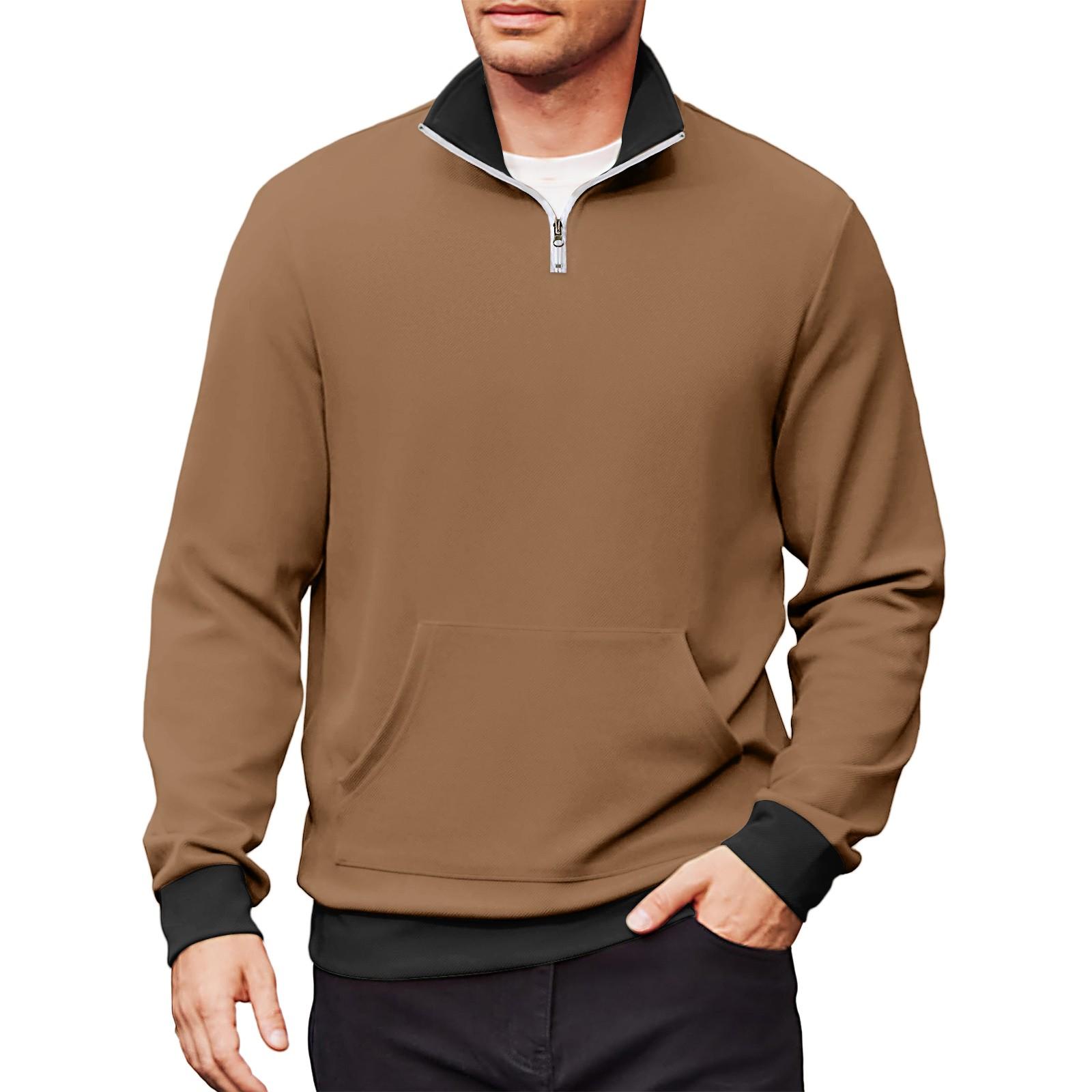 

Мужской повседневный свитшот с длинными рукавами, воротником на молнии до четверти. S