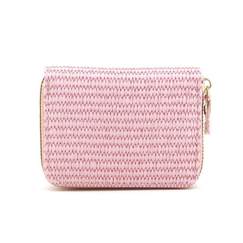 Stylish Straw Design Card Holder: Large Capacity Zipper Wallet with Anti-Demagnetization for Women and Men