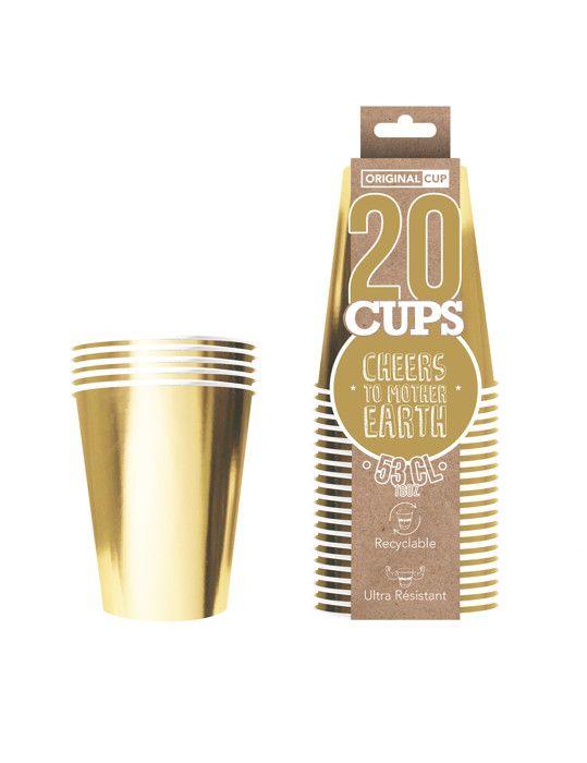 20 GOBELETS AMÉRICAIN CARTON 53CL OR