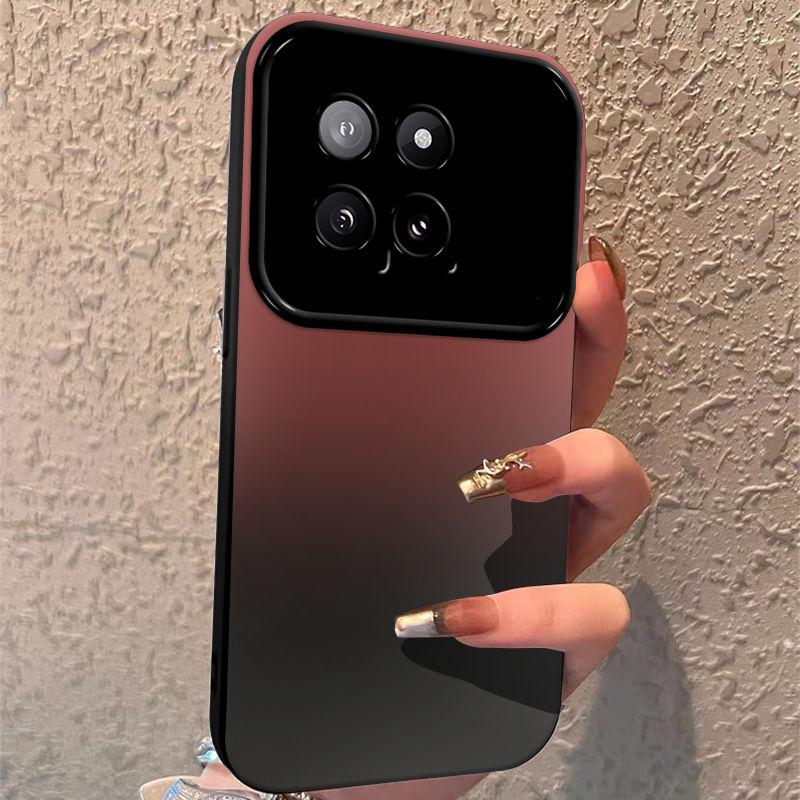 Mi 14 Mobile Phone Case 14pro Personality Red and Black Gradual Change Contrast Color 14Ultra Large Window Anti-drop Silicone Protective Case