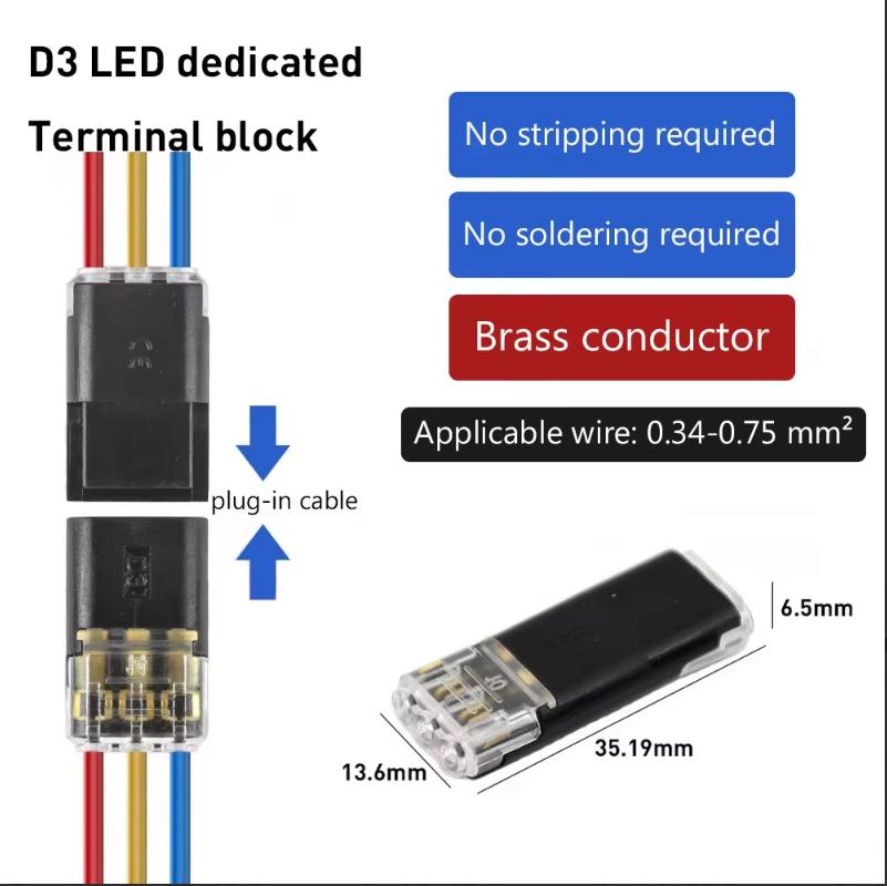 10pcs Wire Cable Snap In T1/T2/D1/D3 Wire Connector No-solder No-peel Quick Terminal Connections Joiners Auto Plug Electrical Accessories