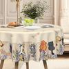Cat-Themed Round/Rectangular Tablecloth, Cute Kitten And Paw Print Design, Suitable For Family Dining Tables