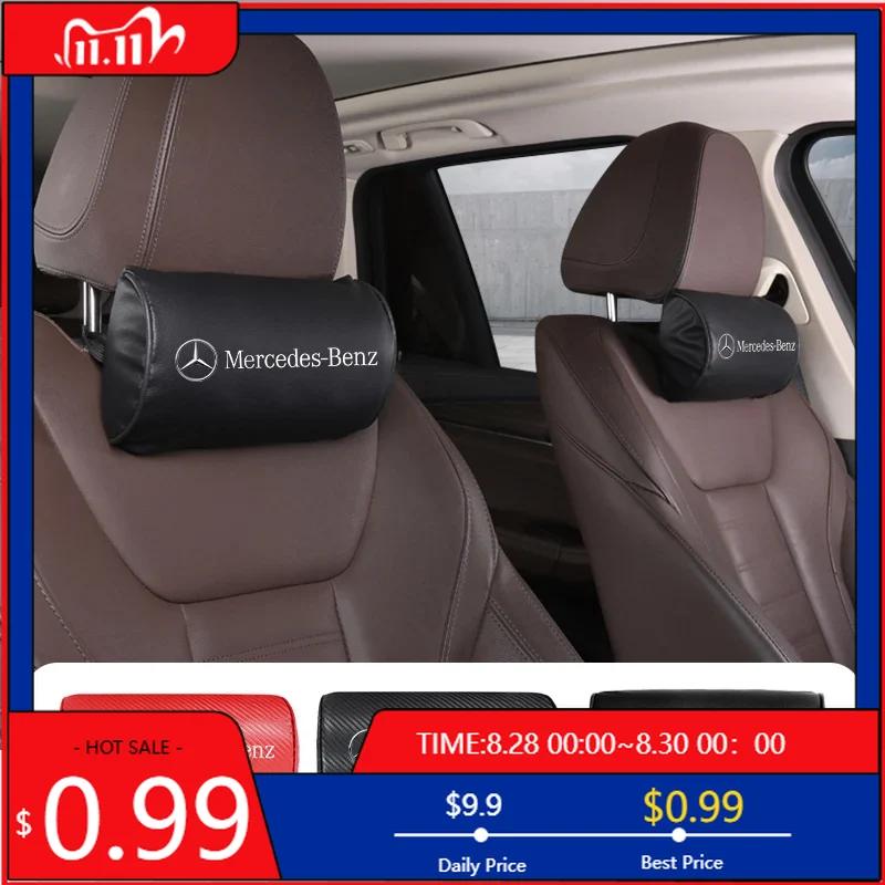 GLC GLB 1Pcs Car Seat Head Support Cars Headrest Neck Pillow For Mercedes Benz AMG W204 W205 W203 W211 W212 W213 W201 W210 W124