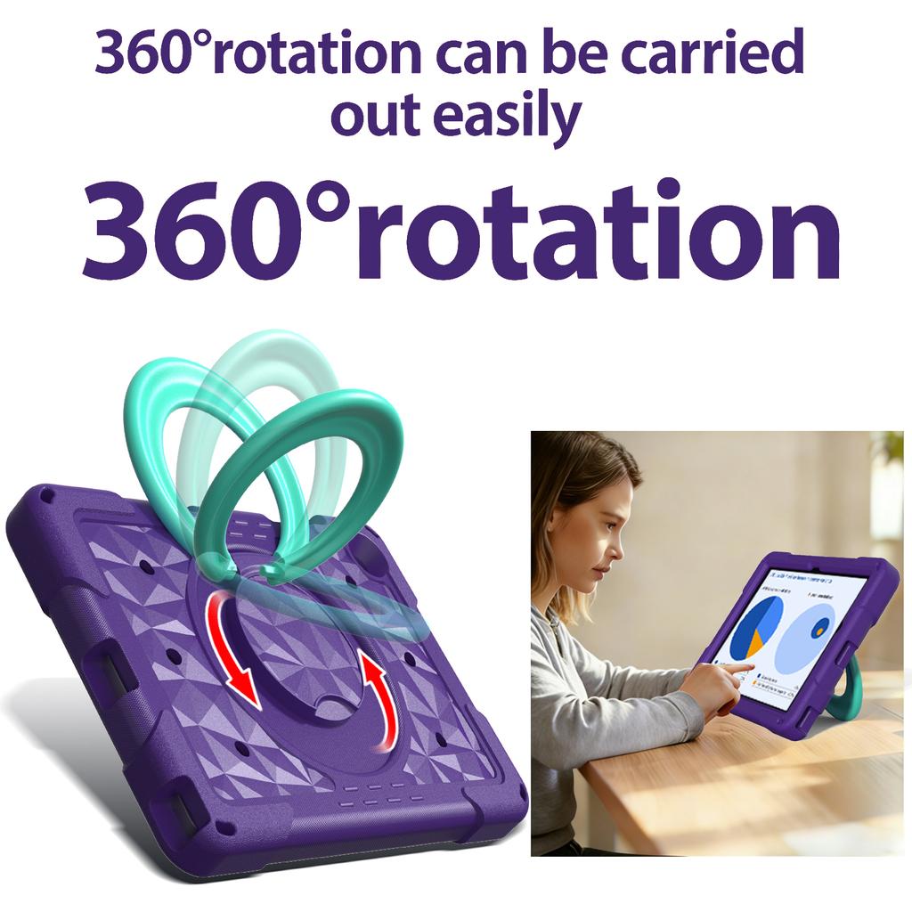 For Samsung Galaxy Tab A11+ / A9+ Case Hand Grip Kickstand Geometric Pattern PC + EVA Tablet Cover with Shoulder Strap