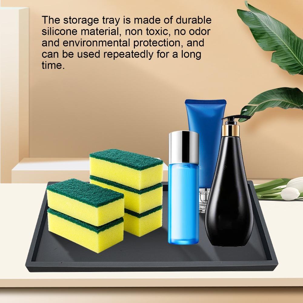 S/L Silicone Storage Tray Non-Slip Silicone Countertop Tray Silicone Vanity Tray  For Kitchen