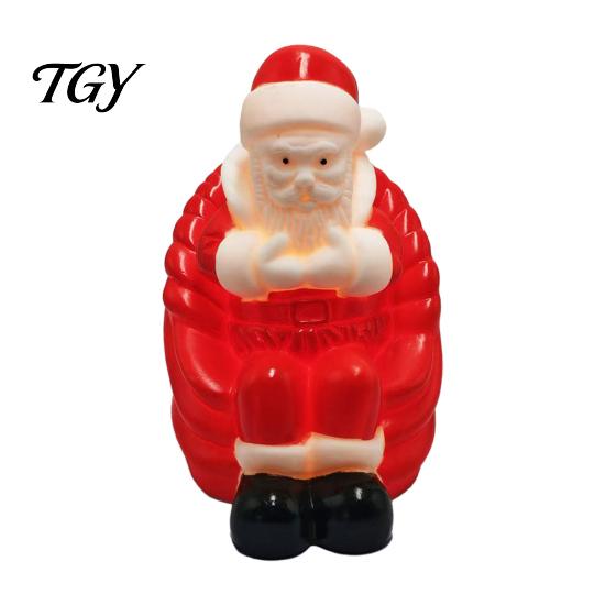 Vinyl Desktop Nightlight Christmas Night Light, Santa Snowman Elk Bell Figurine Lamp, Glowing Holiday Home Decor Gifts LED Tabletop Decor, Festive