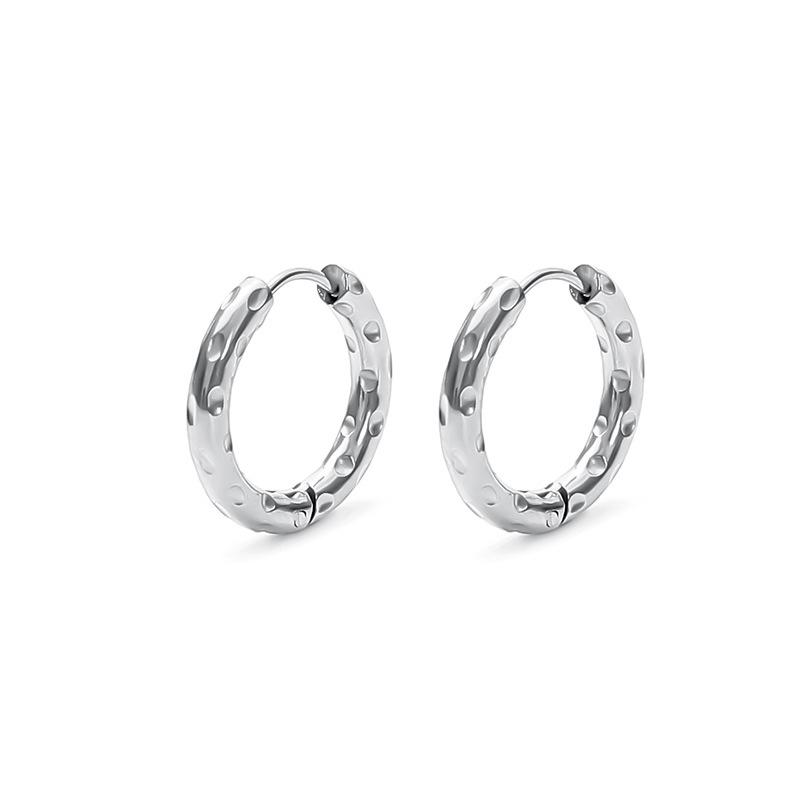 

Europe and the United States hot-selling fashion hammer pattern stainless steel ear buckle earrings personalized fashion geometric trend earrings 2.5*8mm one