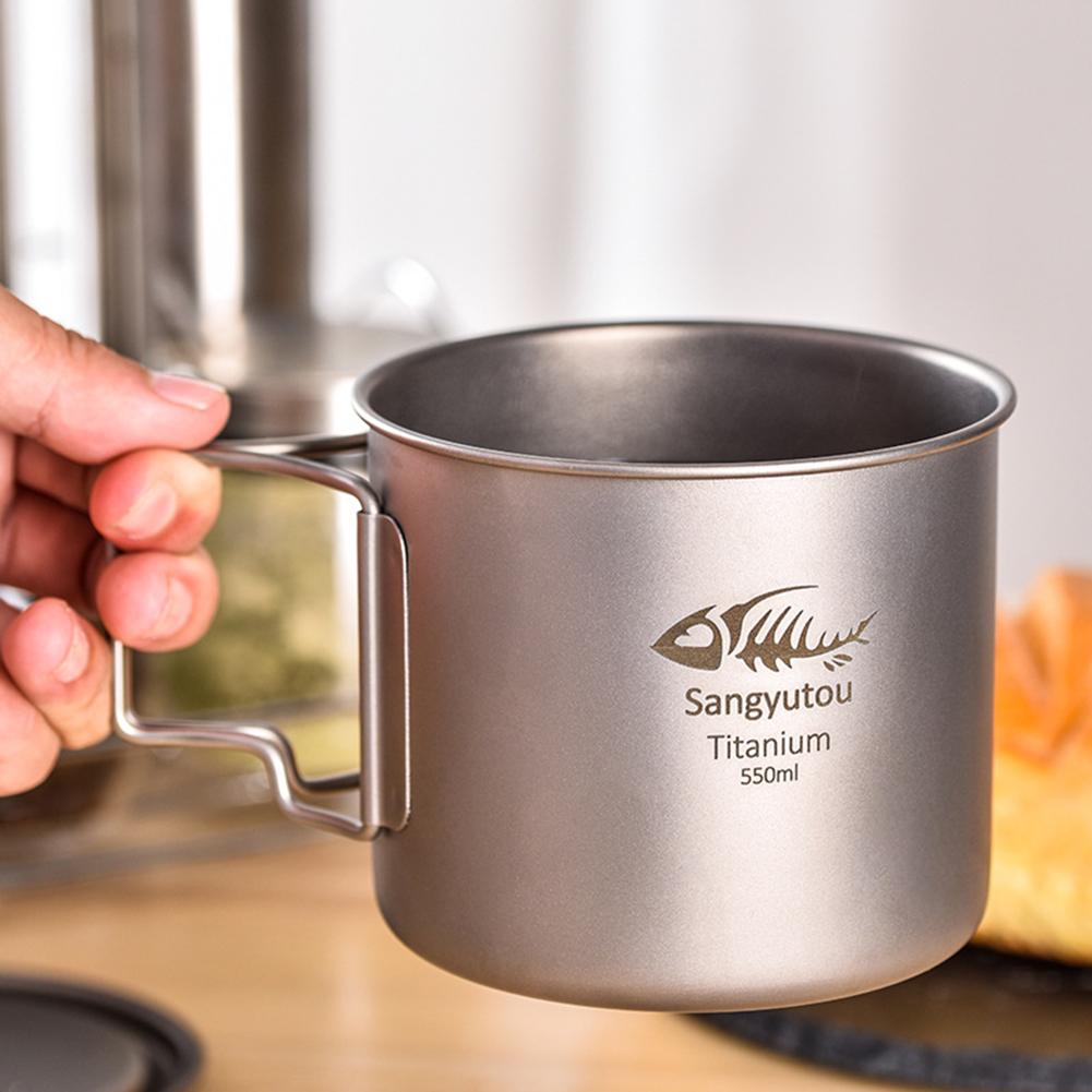 450/550/650ml/750ml Portable Outdoor Water Cup Ultralight Large-capacity Single-layer Pure Titanium Camping Mug