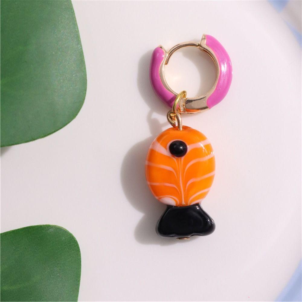 Lip Enamel Fish Earrings Starfish Hoop Earrings Personality Charms Ear Buckle  Party