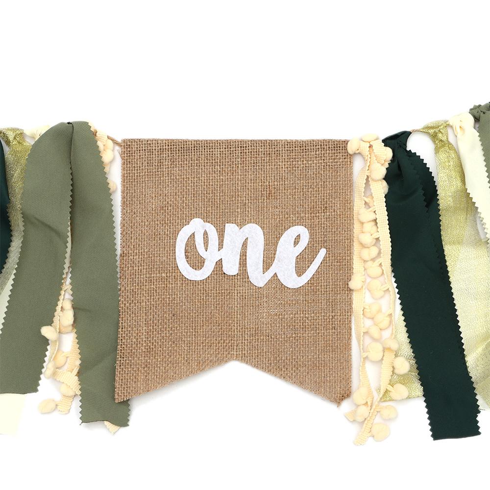 Green Wild Theme Baby Chair Banner Hanging 1st Birthday Decoration  Party Decor Accessories