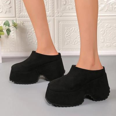 Γυναικείες παντόφλες Suede Πλατφόρμας Χειμερινά βελούδινα Casual Mules Παπούτσια Νέα Super ψηλοτάκουνα παπούτσια 2025 Trend Fad Flip Flops Zapatos Mujer
