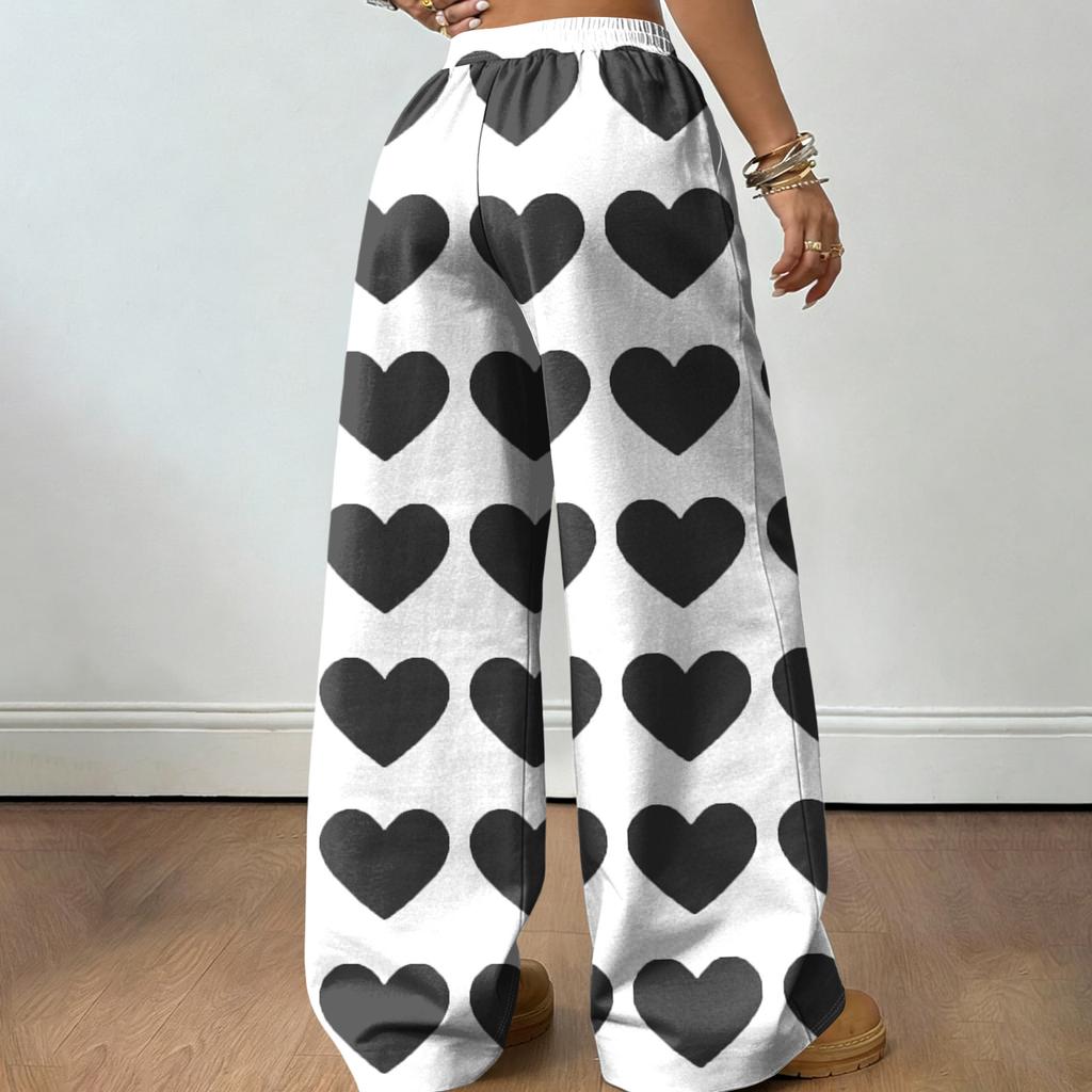 Women's Casual And Fashionable  Elastic Waist Loose Wide Leg Pants