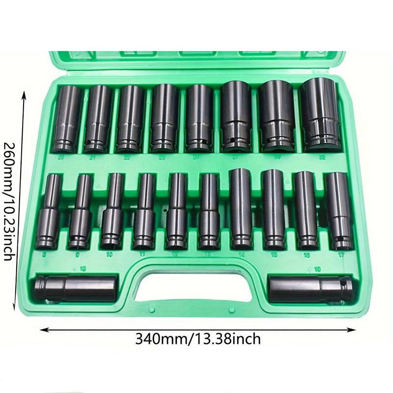 

20 Pieces of 8-32mm Electric Wrench Set, High Carbon Steel Hexagonal Electric Drill Pneumatic Screwdriver Socket Black
