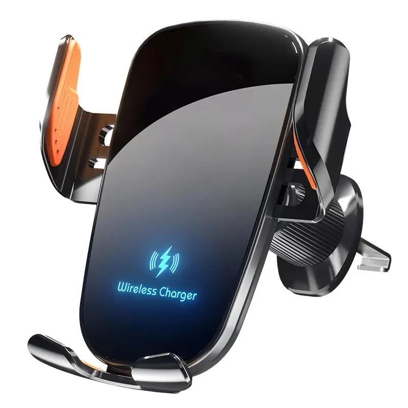 

UYUXIO Manual Clamp Car Mount Phone Holder 15W Fast Charge Air Vent Wireless Car Charger Adapter for iPhone Samsung Phones