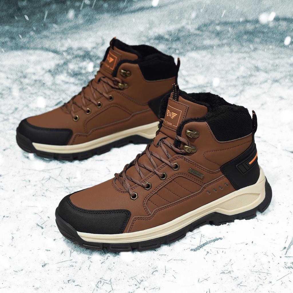 TUINANLE Winter Men Boots Fur Warm Snow Boots Men Hiking Shoes Work Ankle Booties Outdoor Men's Sneakers Footwear