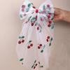 Net Bow Hair Clip Cherry Print Tulle Ribbon Barrette Large Big Bownot Ponytail Hairpin  Women Girls Headwear Accessories Gift