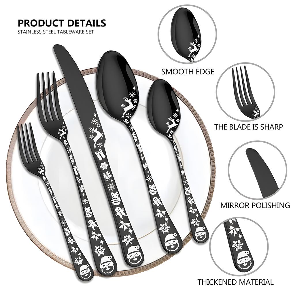 40 Piece Silverware Set Service for 5 Stainless Steel Flatware Cutlery Set with Round Edge Kitchen Utensil Set for Home
