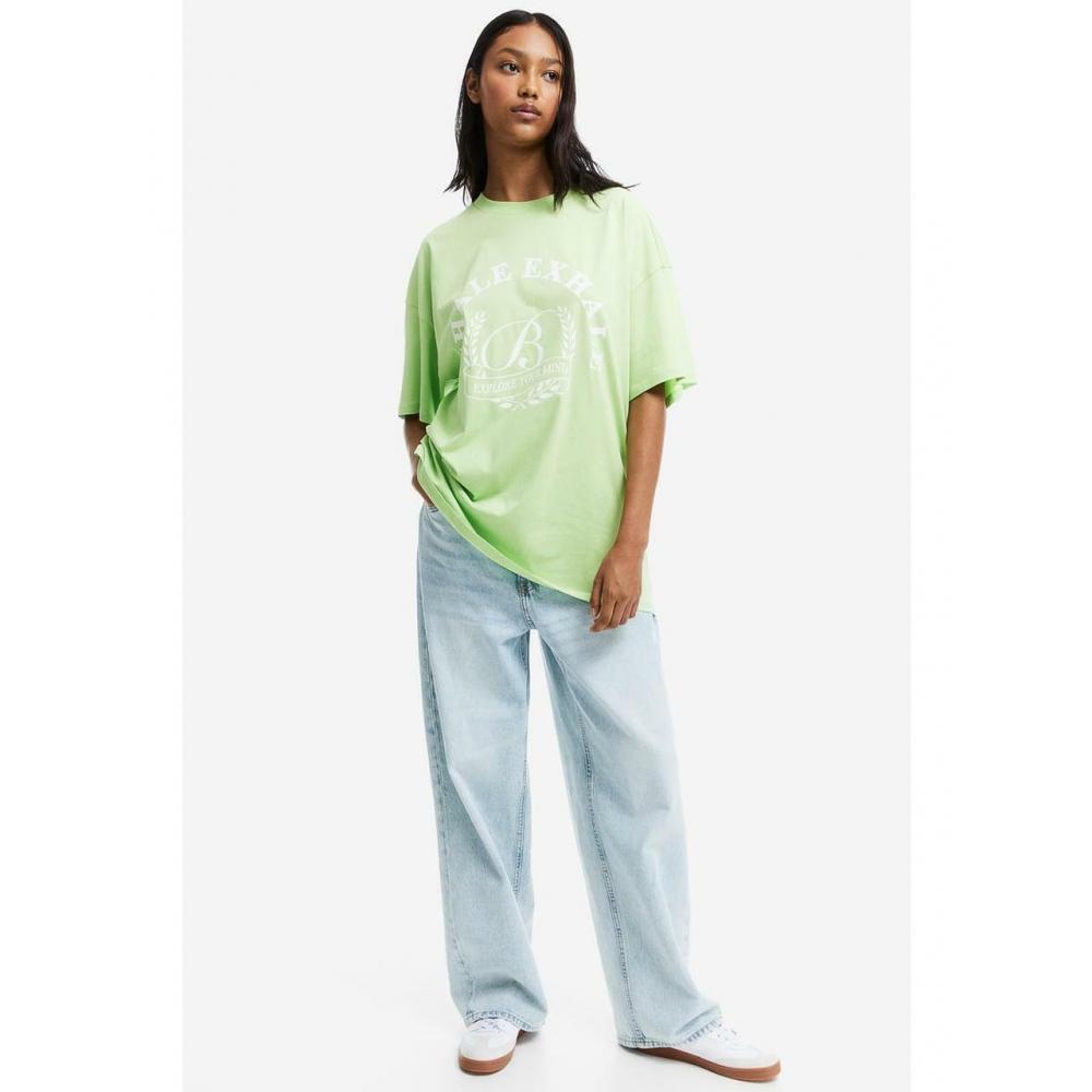

Футболка HM Oversized с принтом Светло-зеленая Inhale Exhale 1162639012