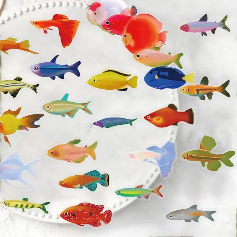 50PCS New Waterproof Fish Transparent Stickers Art DIY Laptop Decal Cartoon Living Room Scrapbook Skateboard Luggage