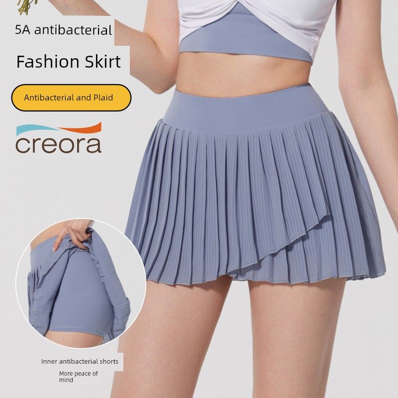 

Антибактериальные юбки для йоги с эффектом «обнажённой кожи», спортивная юбка для бега, плиссированная юбка, имитация двух частей, модная юбка для гольфа и тенниса с подкладкой из тейпа Cowboy blue S