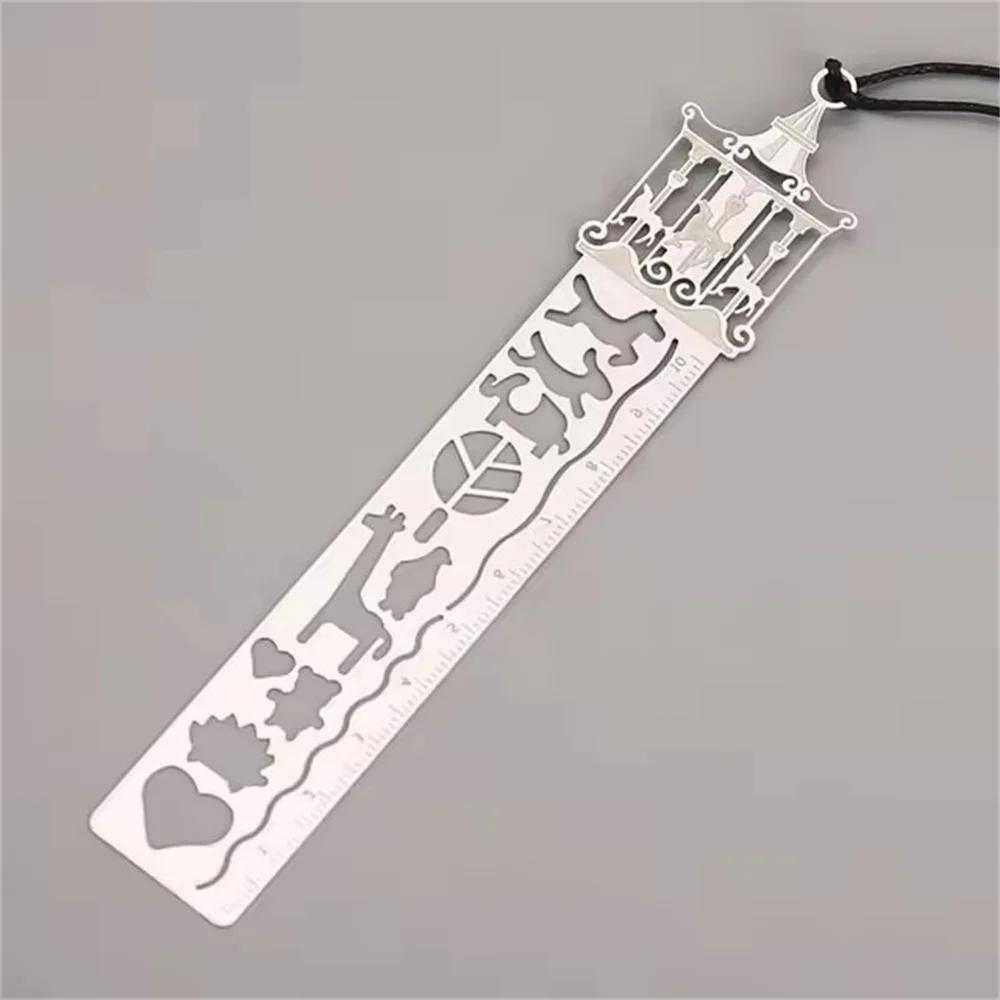 1 Pcs Straight Ruler Metal Measuring Tool Stationery Drawing Gift School Office Supply Bookmark Creative Horse Birdcage Hollow