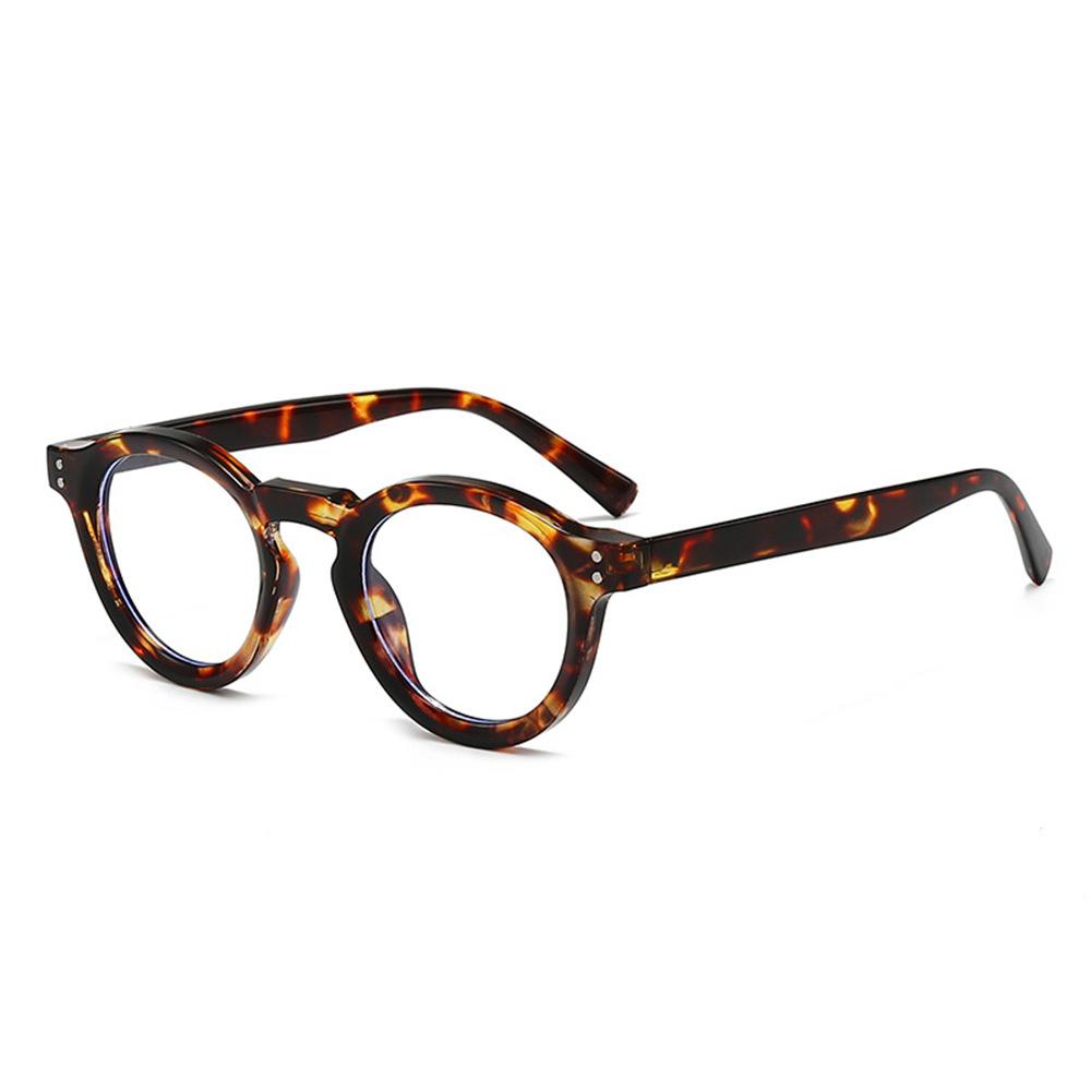  New Fashion Small Round Sunglasses Women Shades Fashion Leopard Blue Lens Men Trending Rivets Frame UV400