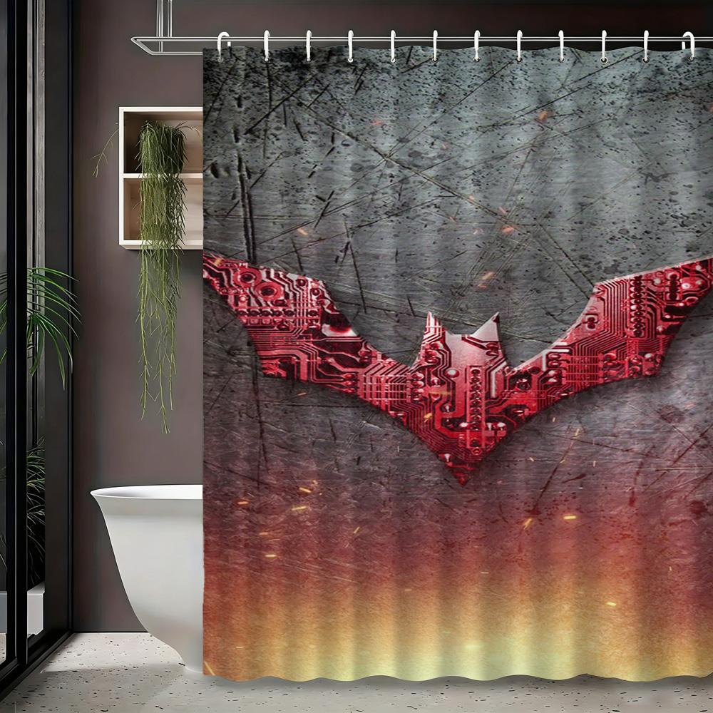 Batman Comic Book Battle Scene Waterproof Shower Curtain, Superhero Bathroom Decor With Kraak Sound Effect For Fans