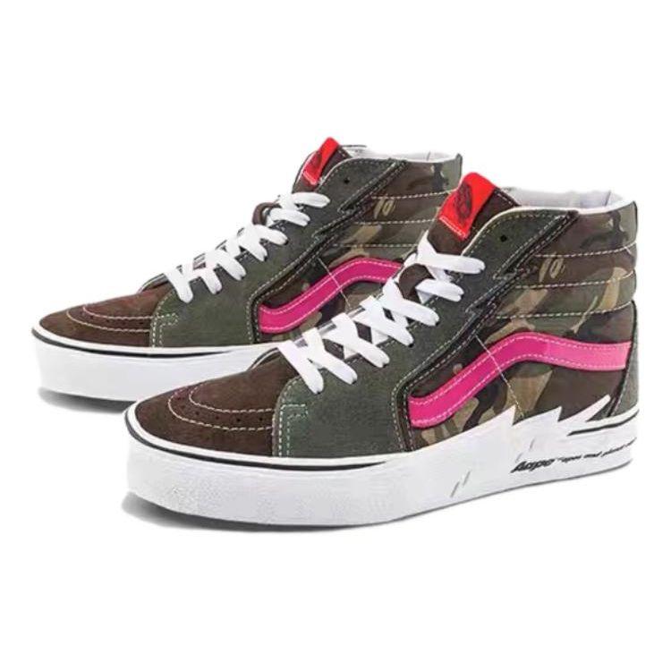 Aape X Vans Sk8 Camo Lightning High Top Skate Shoes Unisex Skate Shoes Military-Green VN0A5JIVCMA