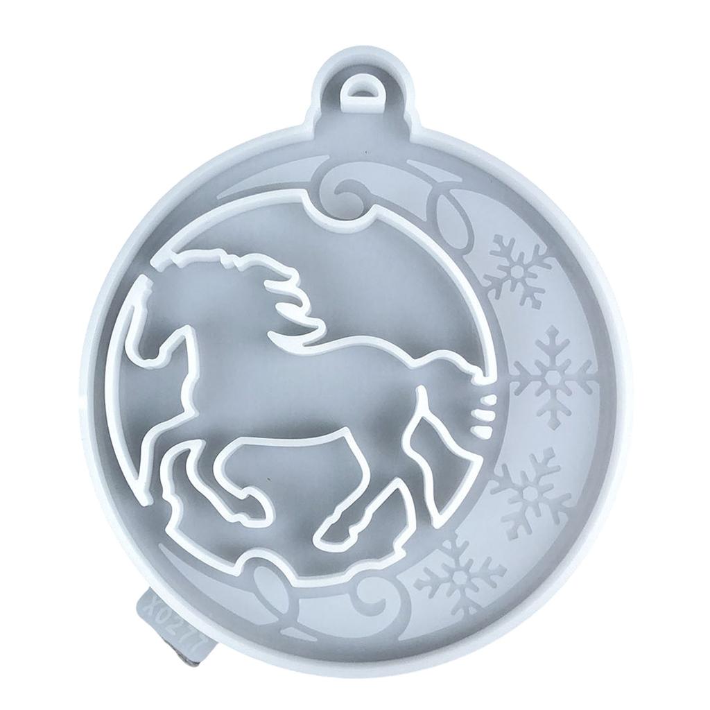 Silicone Round Pendant Mold Christmas Tree Horse Hangings Decoration Mould Jewelry Making Accessories for Craft Lover