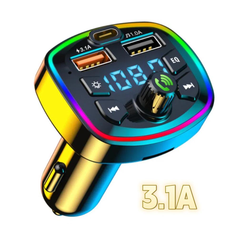 Hands-free Mp3 Music Player Fast Charging Cigarette Lighter Dual Usb Colorful Ambient Light Car Accessories Fm Transmitter