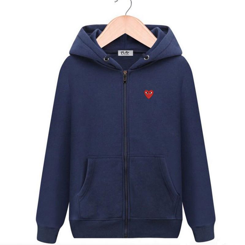 Unisex Hooded Sweatshirt with Small Black Heart Embroidery - Trendy Autumn/Winter Long Sleeve Plus Velvet.