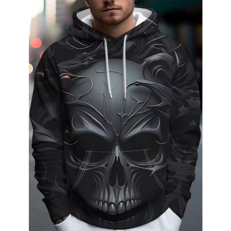 Men's Trendy Street Hooded Sweatshirt with Printed Design, Featuring a Hood Strap. Suitable for Daily Outings and Casual Gatherings.