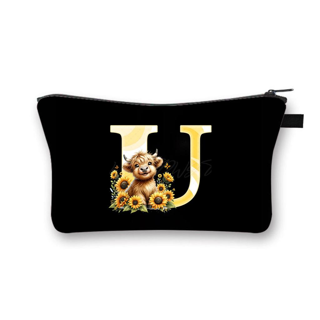 Letter printing primary school students stationery zipper pencil bag change bag multi-functional cosmetic bag storage bag