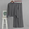 Fall Winter New Solid Color Knit 2 Piece Set, Long Sleeve Cardigan + Long Pants Outfit, Simple Casual Sweater Suit For Women
