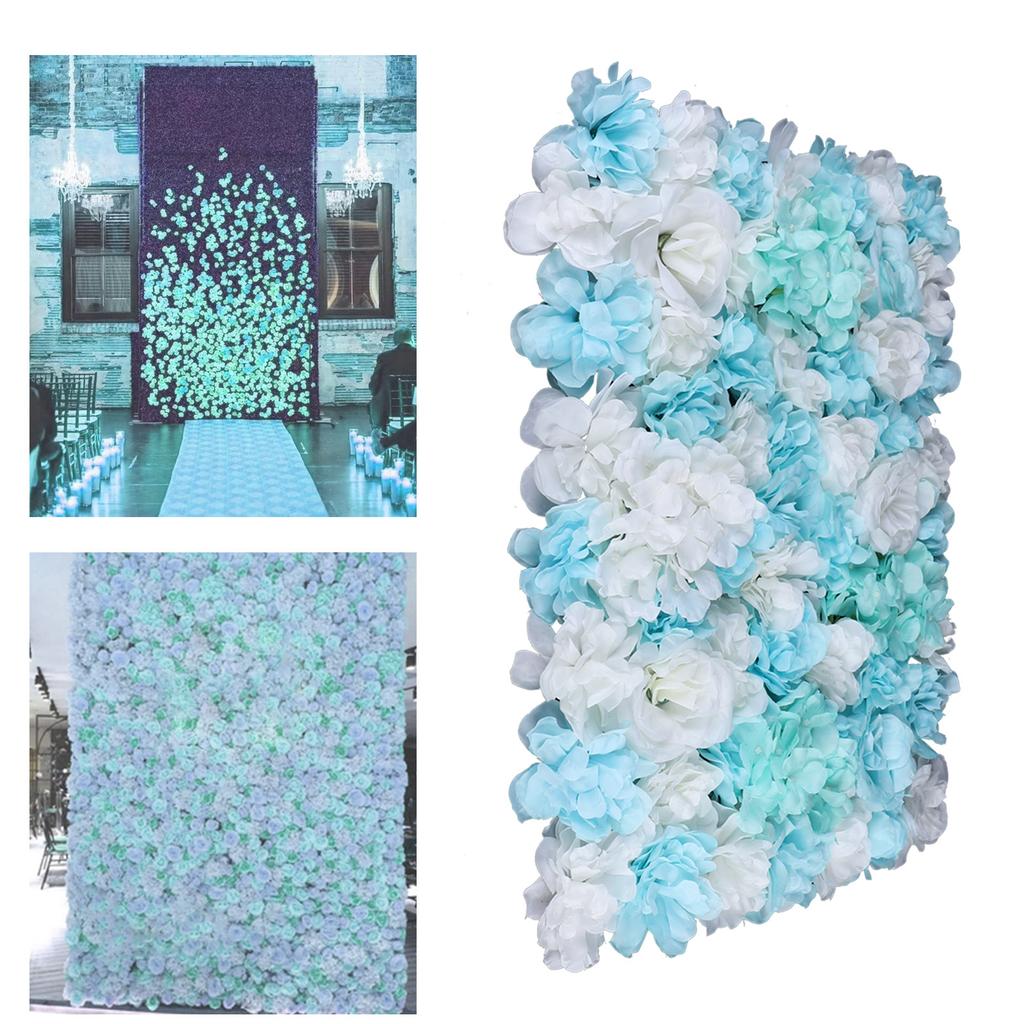 12-Pack Artificial Flower Wall Panels, Fake Flower Backdrop for Wedding Party Home Decor, Large Vintage Floral Panel Wall Decor