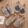 Fashion Women Striped Linen Canvas Flat Shoes Vegan Hemp Comfortable Ladies Casual Espadrilles Loafers Grey Blue 2024