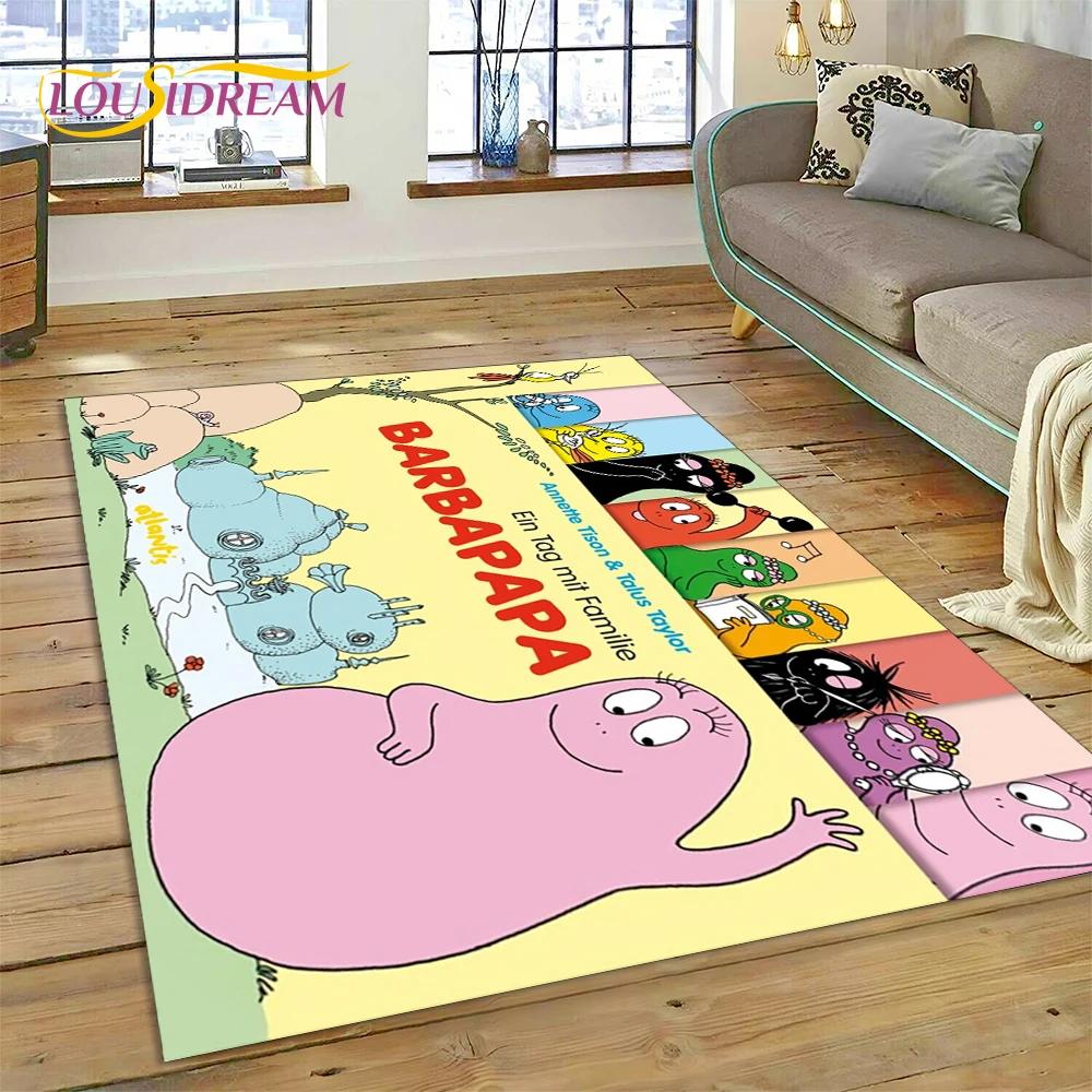 

3D-мультфільм Les Barbapapa Family HD Килимок для домашнього декору у вітальні, спальні, килимок для підлоги, нековзка прикраса для дивана, дитячий подарунок 200x160cm( 78x62in )