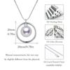 CUOKA MIRACLE I Love You Necklace, 100 Languages, 925 Sterling Silver, Projection Round Onyx Pendant, Memory Color Bone Necklace, Projection Gift for