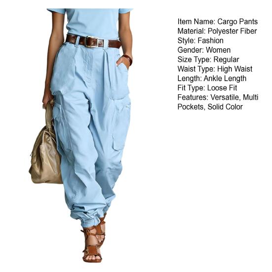 Cargo-Hose Verstellbare Beinöffnungen Volle Knöchellänge Seitentaschen Baggy-Hose Einfarbige Locker geschnittene Streetwear Freizeit-Hose