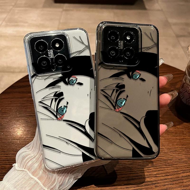Anime Manga Eyes Line Art TPU Phone Case For IPhone 15 14 13 Pro Max & Samsung Galaxy S24 S23 Ultra, Clear Shockproof Protective Cover