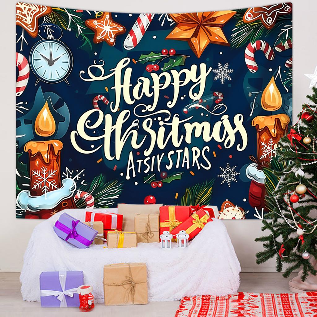 1pc Christmas Decoration Poster Tapestry, Christmas Tree Snow Scene Decoration Photography Background Banner