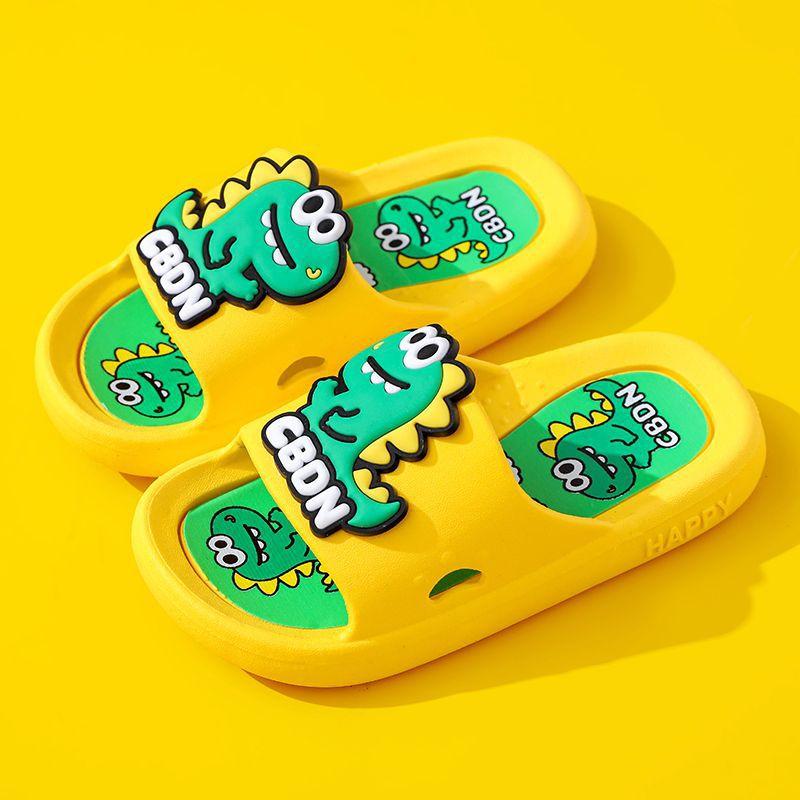 Children's Dinosaur Themed Home Slippers Anti-Slip Cute Cartoon Boys Sandals PVC Material Comfortable Home Slippers