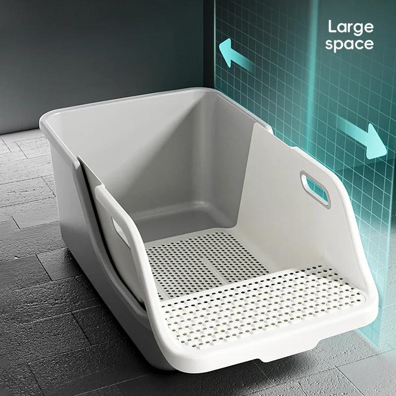 

Large Anti-Splash Cat Litter Box Shovel-Free Open-Style Bedpan Automatic Sand Dropping Tray for Kittens Easy-Clean Toilet